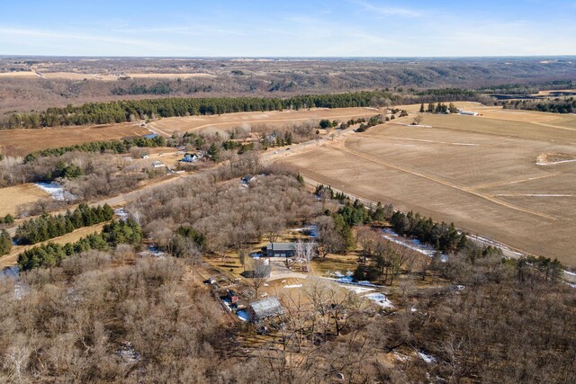 drone / aerial view with a rural view