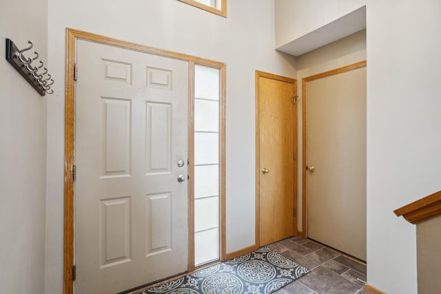 entrance foyer with stone finish flooring