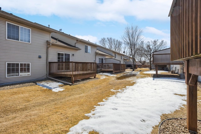 view of yard with a wooden deck