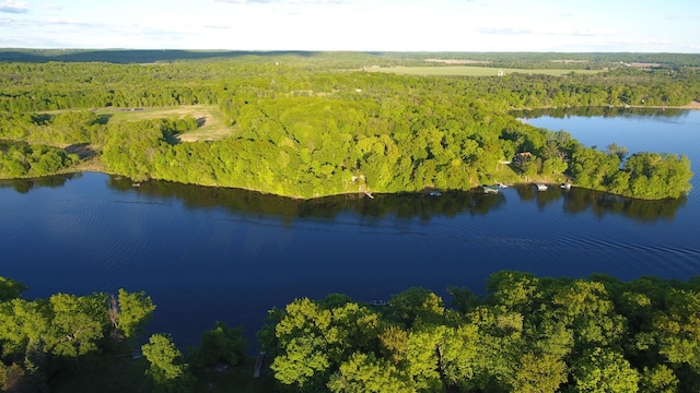 2897 Indian Mound Rd, Luck, WI 54853 - aerial overview of property's location featuring a heavily wooded area and a nearby body of water