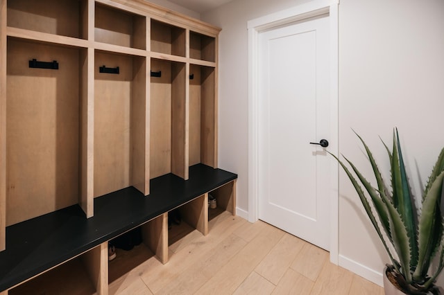 mudroom featuring light wood-style flooring