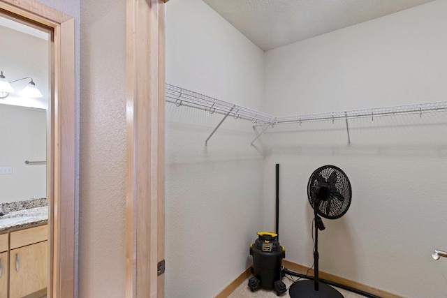 walk in closet featuring a sink