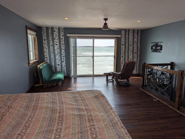 bedroom featuring recessed lighting and wood finished floors