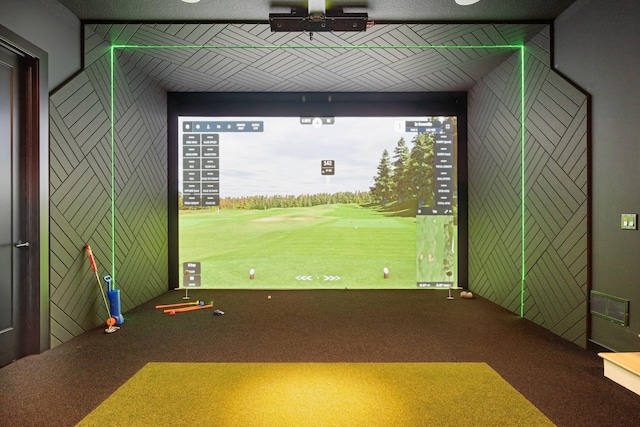 game room featuring golf simulator