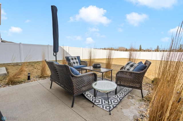 view of patio featuring a fenced backyard