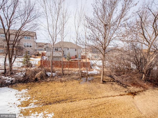 view of yard covered in snow