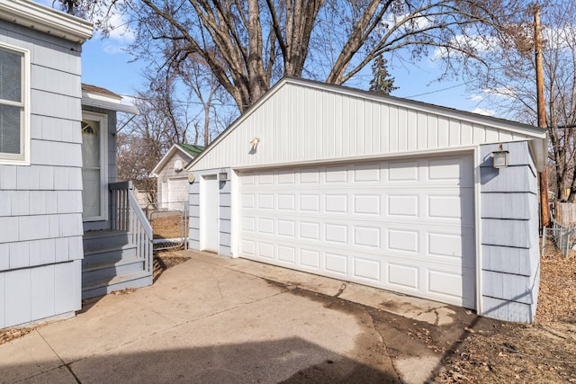 view of detached garage