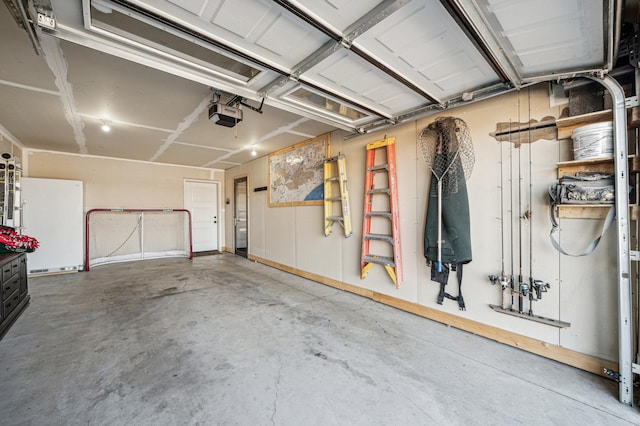 35647 Oxford Ave, Chisago Lake Twp, MN 55012 - garage featuring a garage door opener and freestanding refrigerator