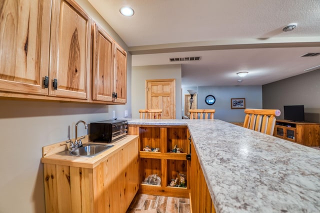 kitchen featuring visible vents, light countertops, and a sink