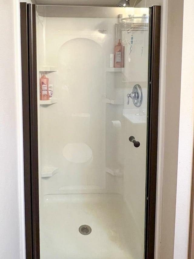 bathroom with a shower stall