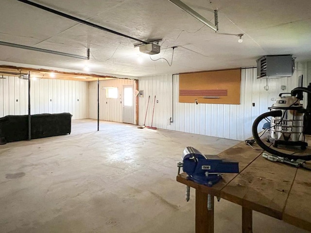 garage with a garage door opener