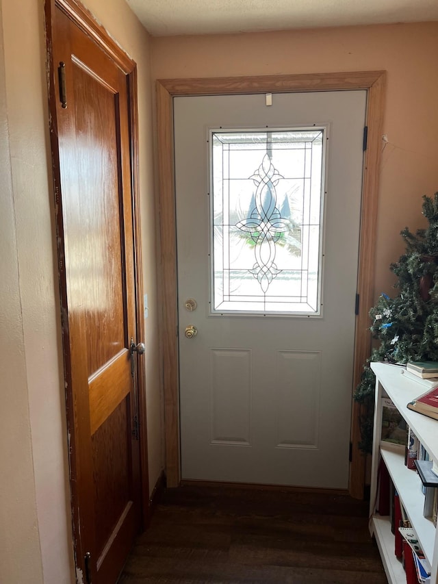 doorway featuring dark wood finished floors