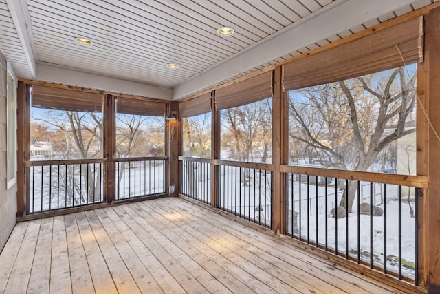 view of unfurnished sunroom