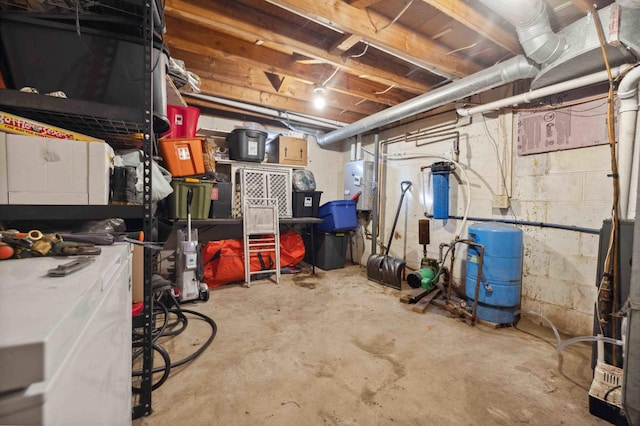 view of unfinished basement