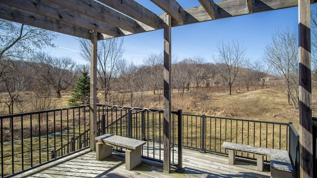 wooden terrace featuring a pergola