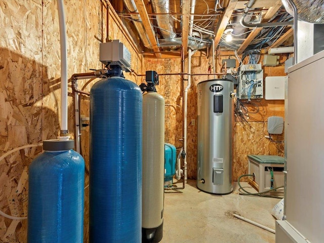 utility room featuring water heater