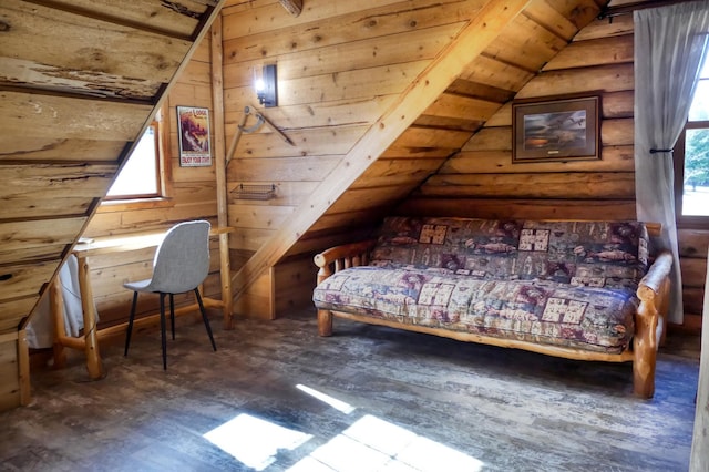 871 207th St, Dresser, WI 54009 - bedroom featuring lofted ceiling, wood finished floors, and wood walls
