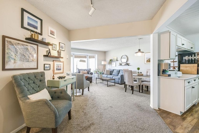 interior space with a textured ceiling
