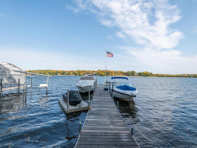 view of dock featuring a water view