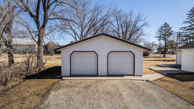 view of detached garage