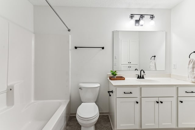 full bathroom featuring vanity, shower / bathing tub combination, tile patterned floors, and toilet