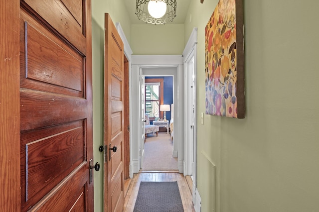 hall featuring light wood-style flooring