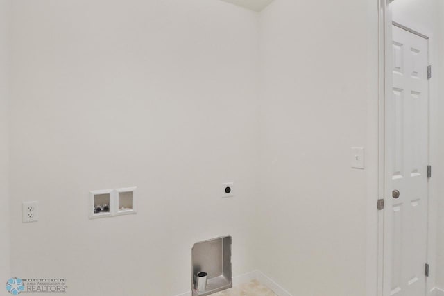 laundry room featuring electric dryer hookup, baseboards, hookup for a washing machine, and laundry area