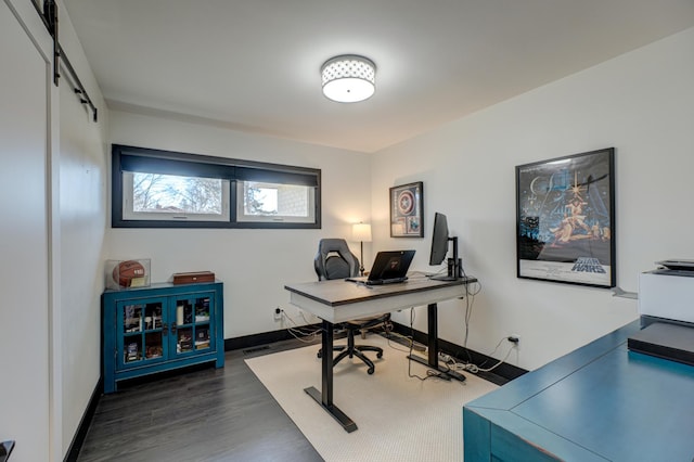 1109 Saint Croix Hts, Hudson, WI 54016 - office space featuring dark wood-style flooring and a barn door