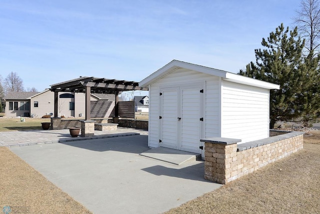 view of shed featuring a pergola