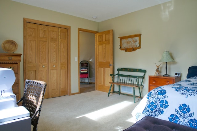 carpeted bedroom featuring a closet