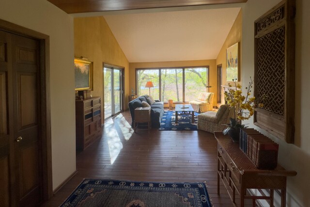 6 Crocus Ln, North Oaks, MN 55127 - living area with lofted ceiling and dark wood-type flooring