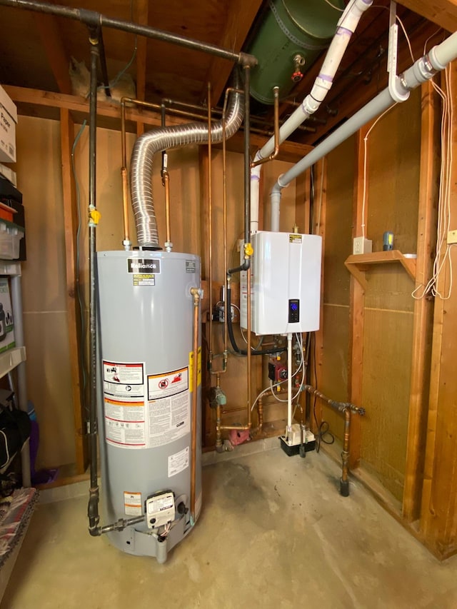 utility room with water heater