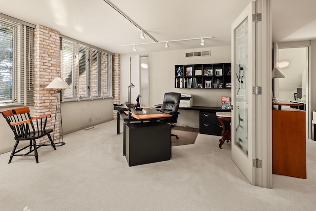 5123 Lake Ridge Rd, Edina, MN 55436 - home office featuring light colored carpet and track lighting