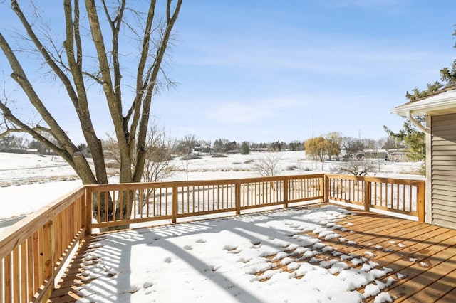 view of snow covered deck