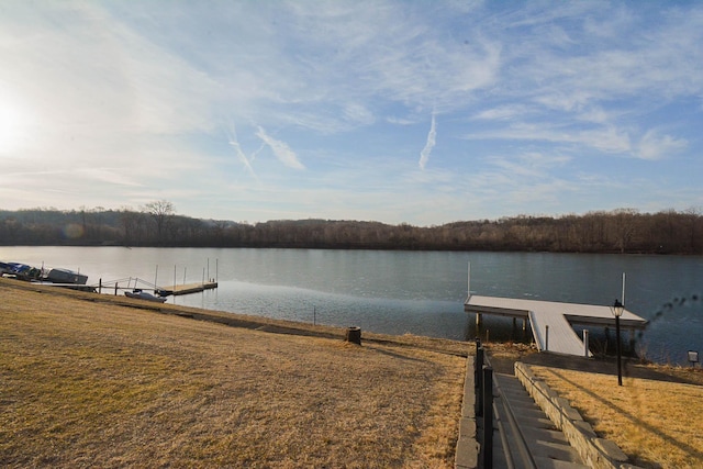 dock area featuring a water view