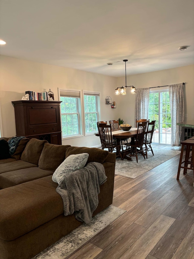 living area with wood finished floors