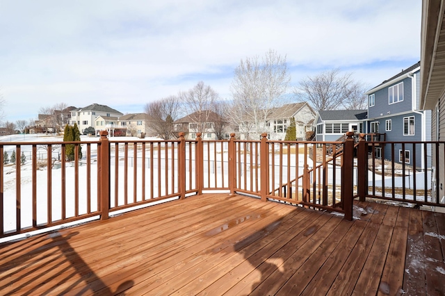 deck with a residential view