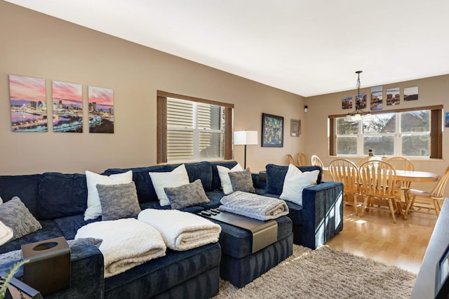 living room with wood finished floors