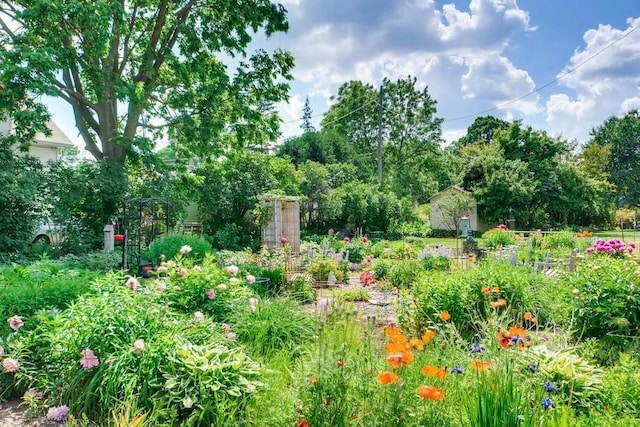 exterior space with a garden