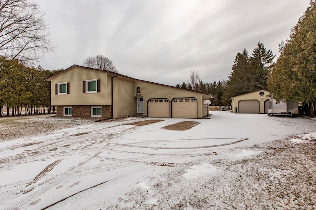 view of snow covered property