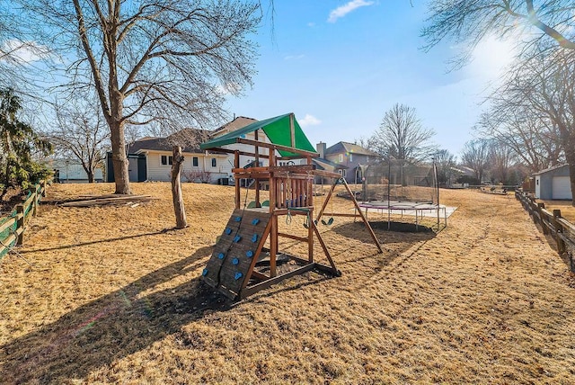 view of playground with a trampoline