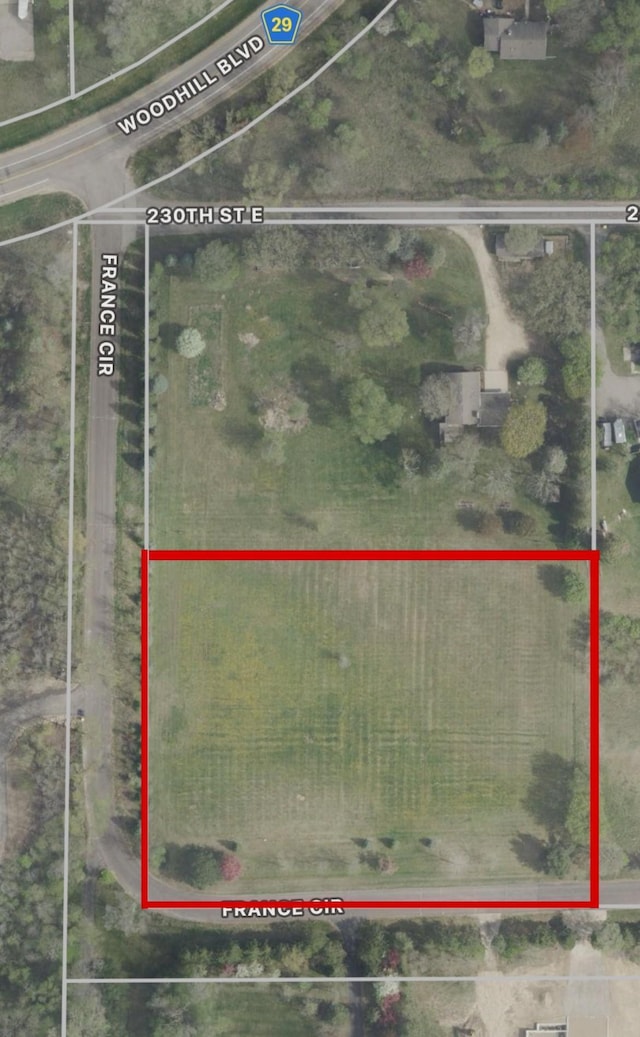 9551 230th St E, Lakeville, MN 55044 - map / location with property boundaries highlighted
