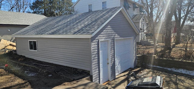 view of detached garage