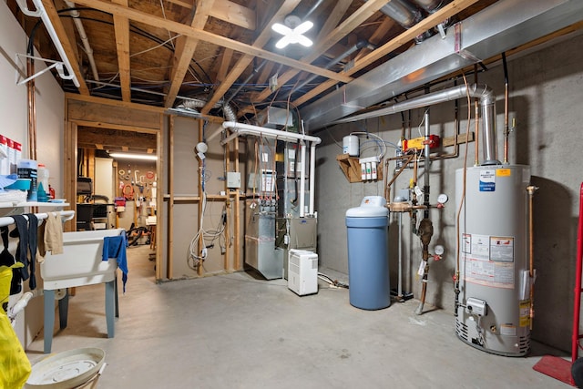 unfinished below grade area with gas water heater