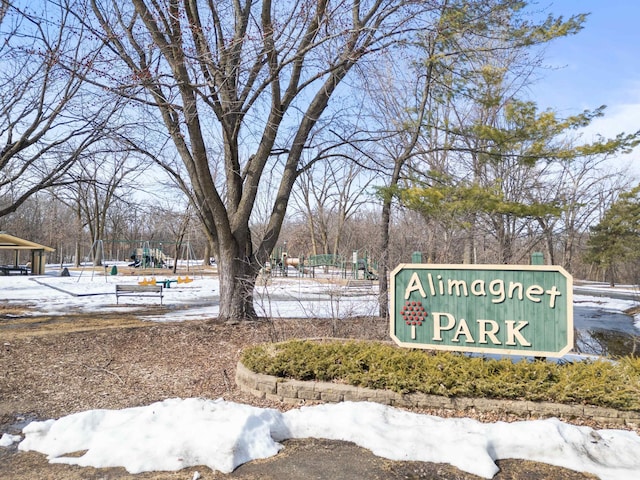 view of community sign