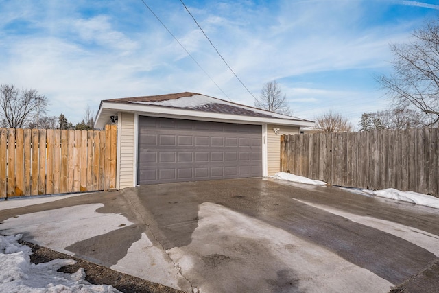 detached garage with fence