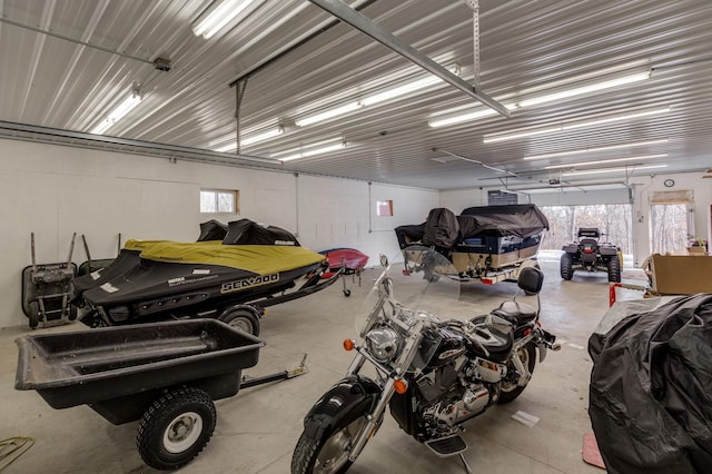 garage with metal wall