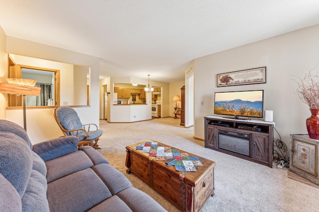 8031 Xerxes Ave S Unit 225, Bloomington, MN 55431 - living area featuring light colored carpet and a notable chandelier
