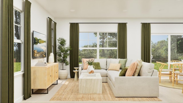 living room with wood finished floors