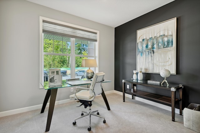 office area featuring baseboards and carpet floors